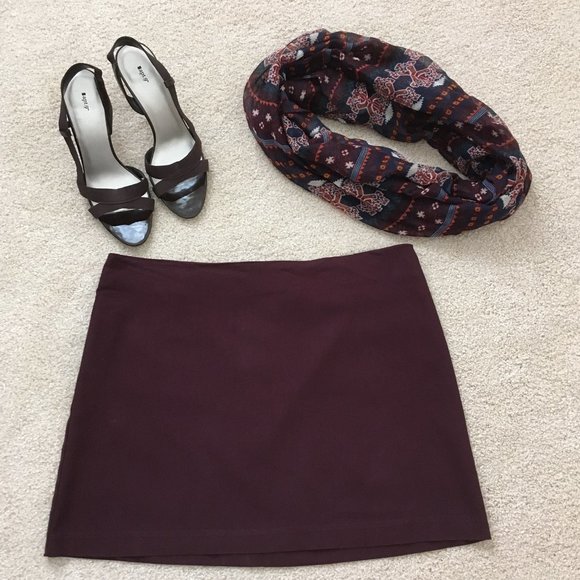 Mini Skirt-Dark Maroon-Stretch - Picture 1 of 9